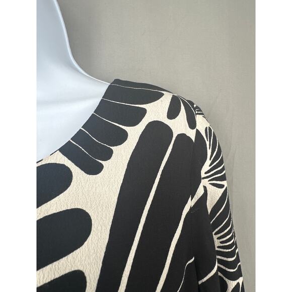J Crew Dress Womens 4 Black Mini Shift Long Sleeve Abstract Flowy Boho Office - Picture 8 of 8